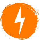 power icon with orange background and white lightning bolt