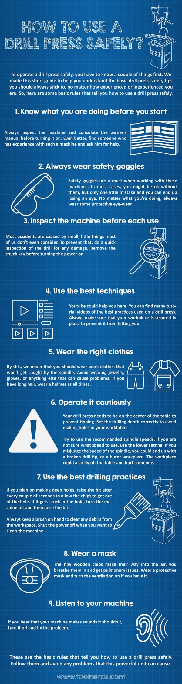 How to Use a Drill Press Safely Infographic